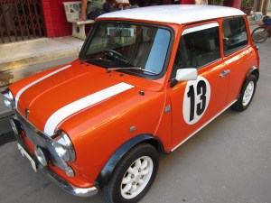 A rare Mini, on the street in Mae Sot, Thailand.