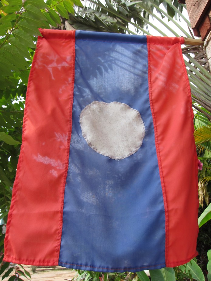 The national flag of Laos.