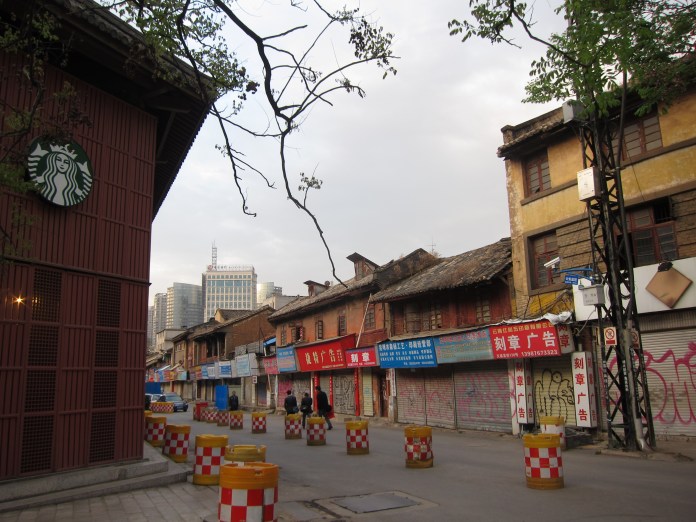The old and the new, Kunming. Yes, that is a Starbucks on the left. 